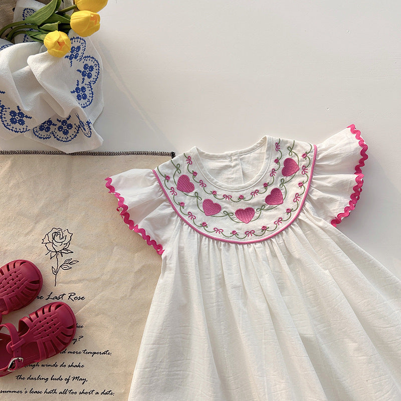 Children's Dress with Hearts Collar