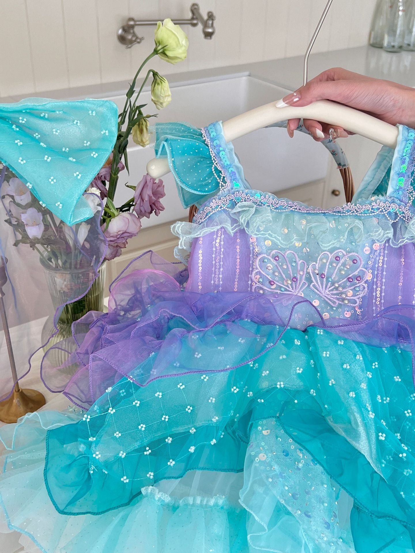 Vestido infantil con lazo de sirena