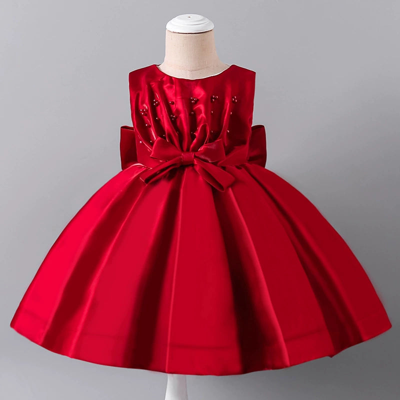 Children's Party Dress with Pearls and Bow