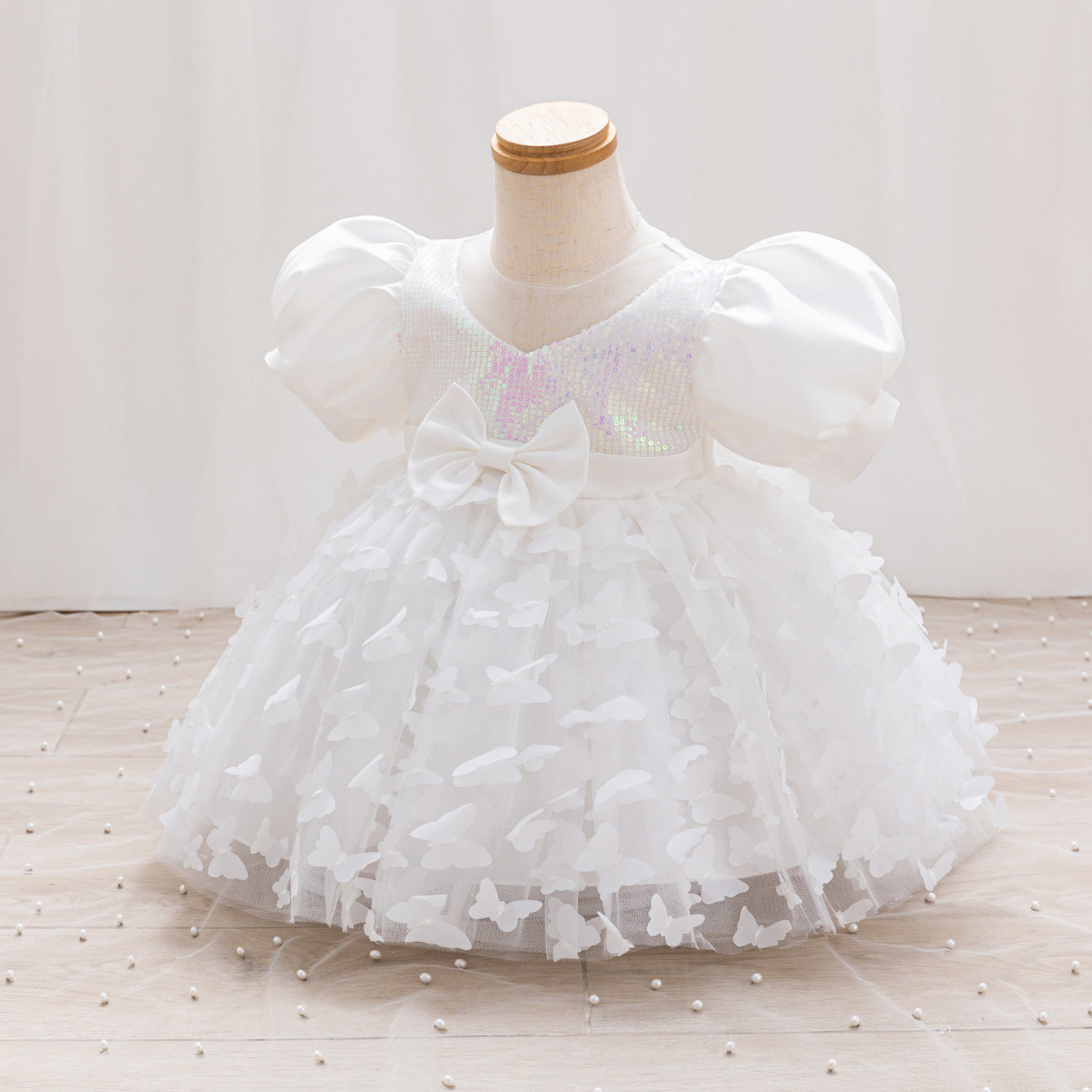 Children's Party Dress with Butterflies and Bows