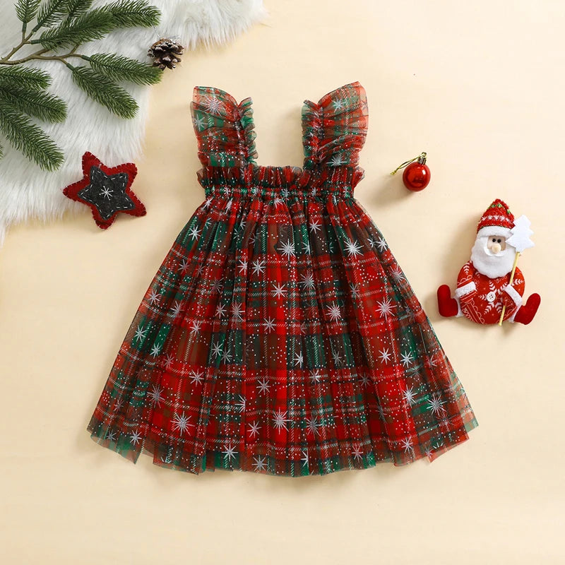 Vestido infantil de tul navideño