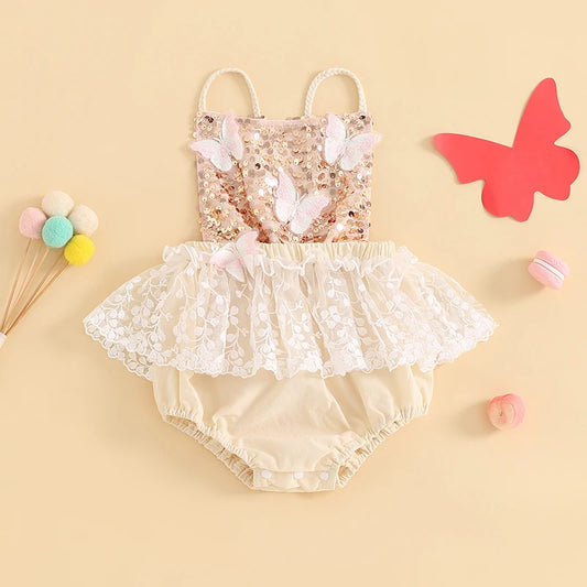 Body de bebé femenino brillante con mariposas