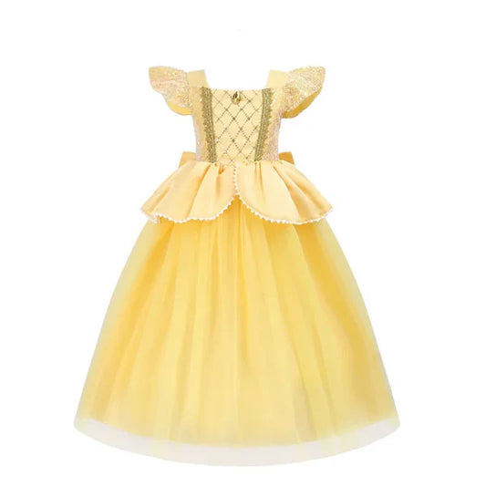 Vestido de princesa con encanto dorado