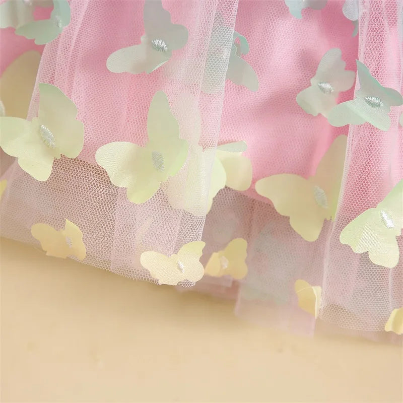 Vestido Infantil Mangas Mariposas Pequeñas