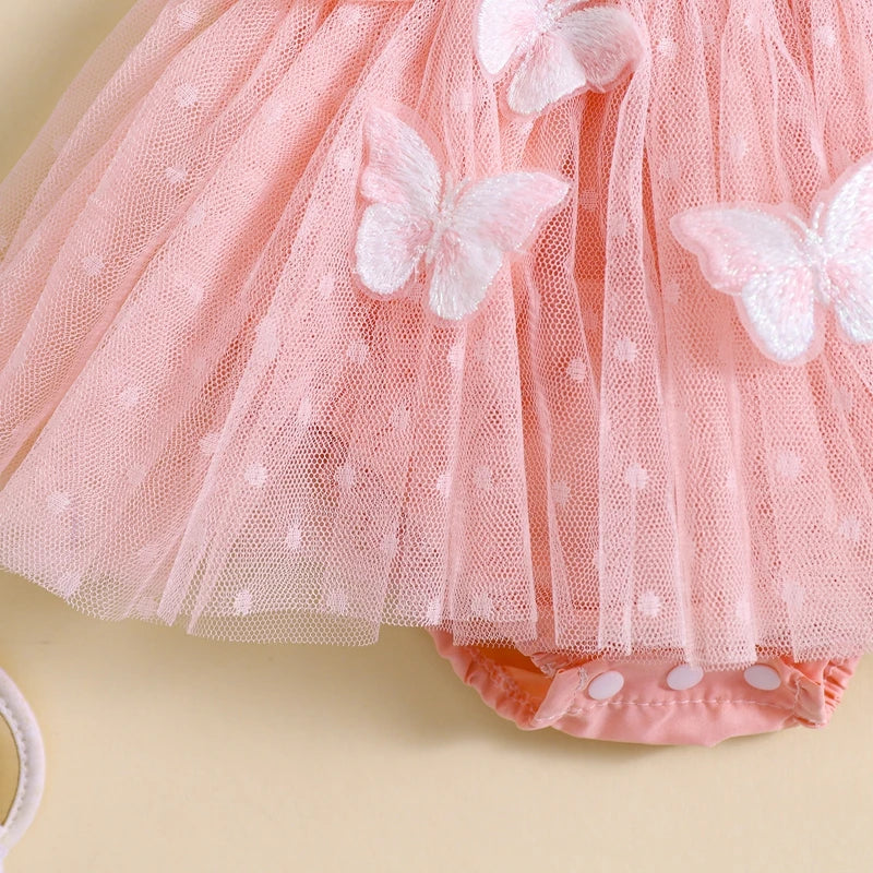 Body de niña bebé de tul con mariposas y lazo