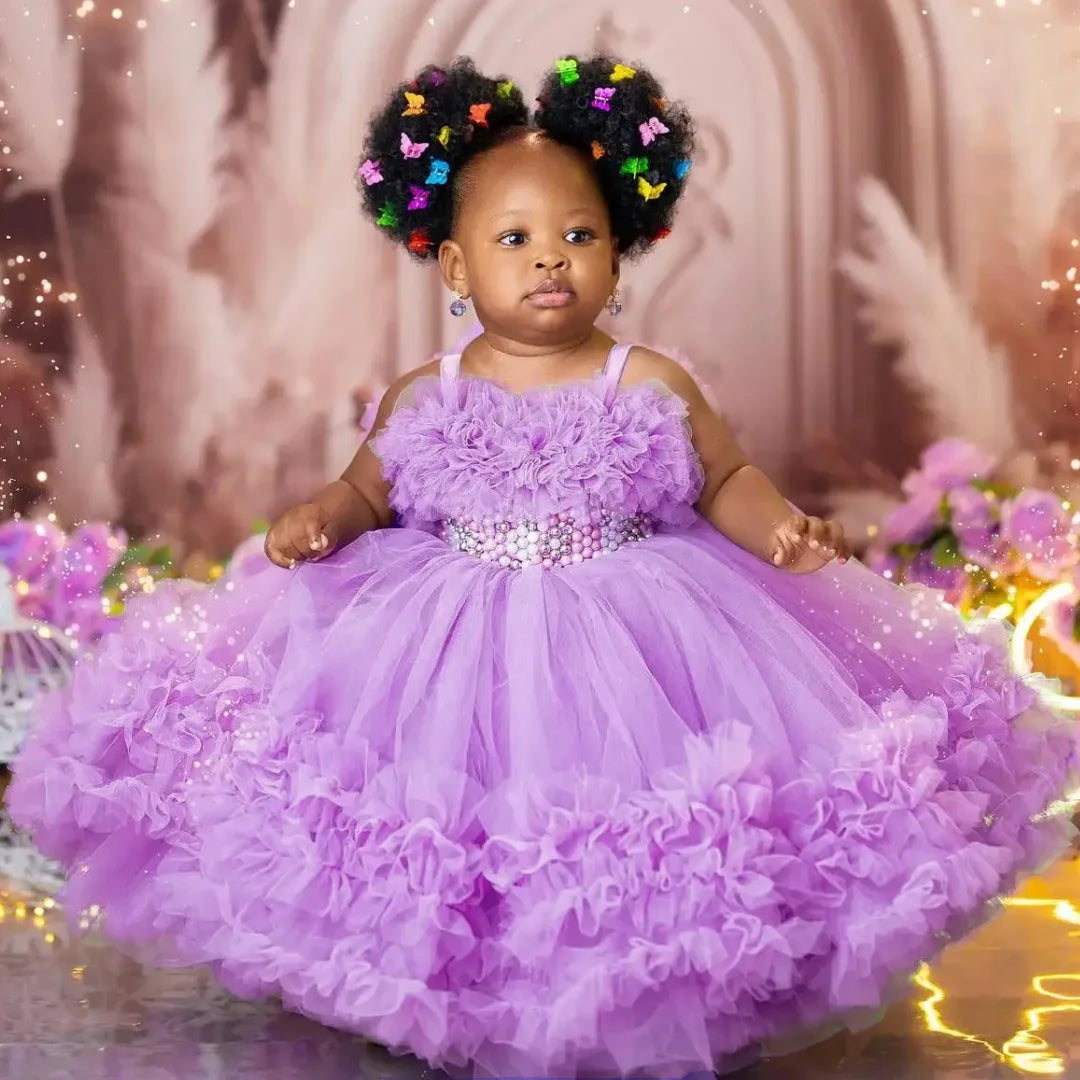 Tulle Sleeveless For Wedding Birthday Party Communion Gown
