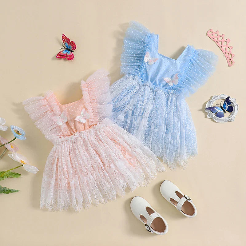 Vestido Infantil Mariposas y Tul