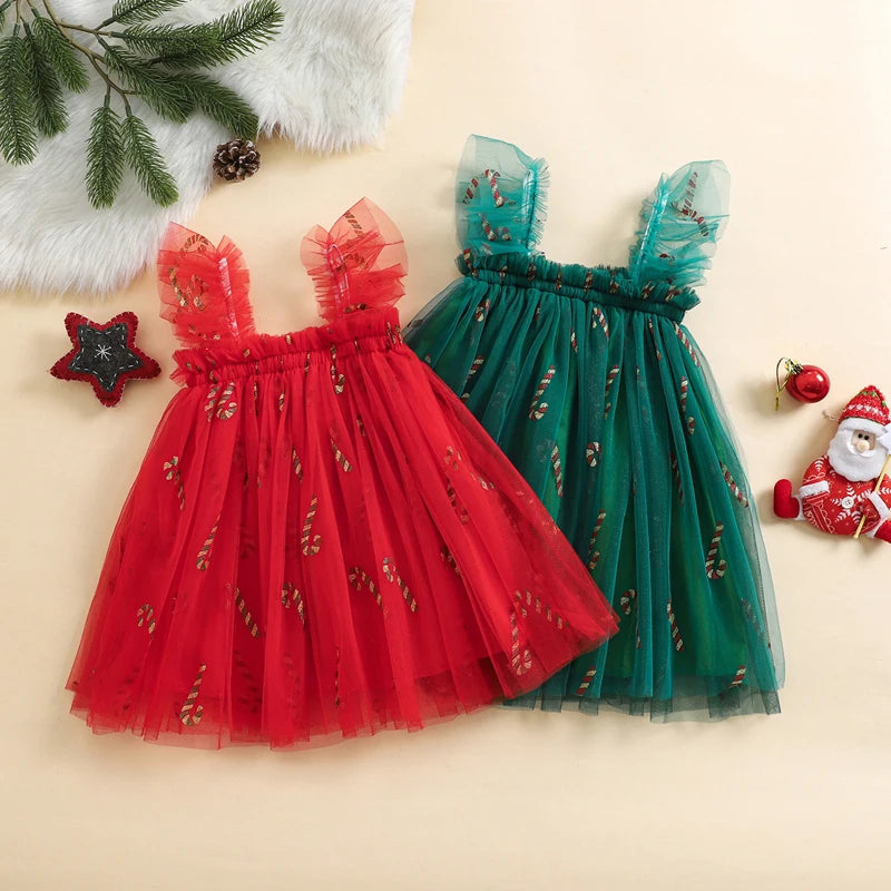 Vestido infantil de tul navideño