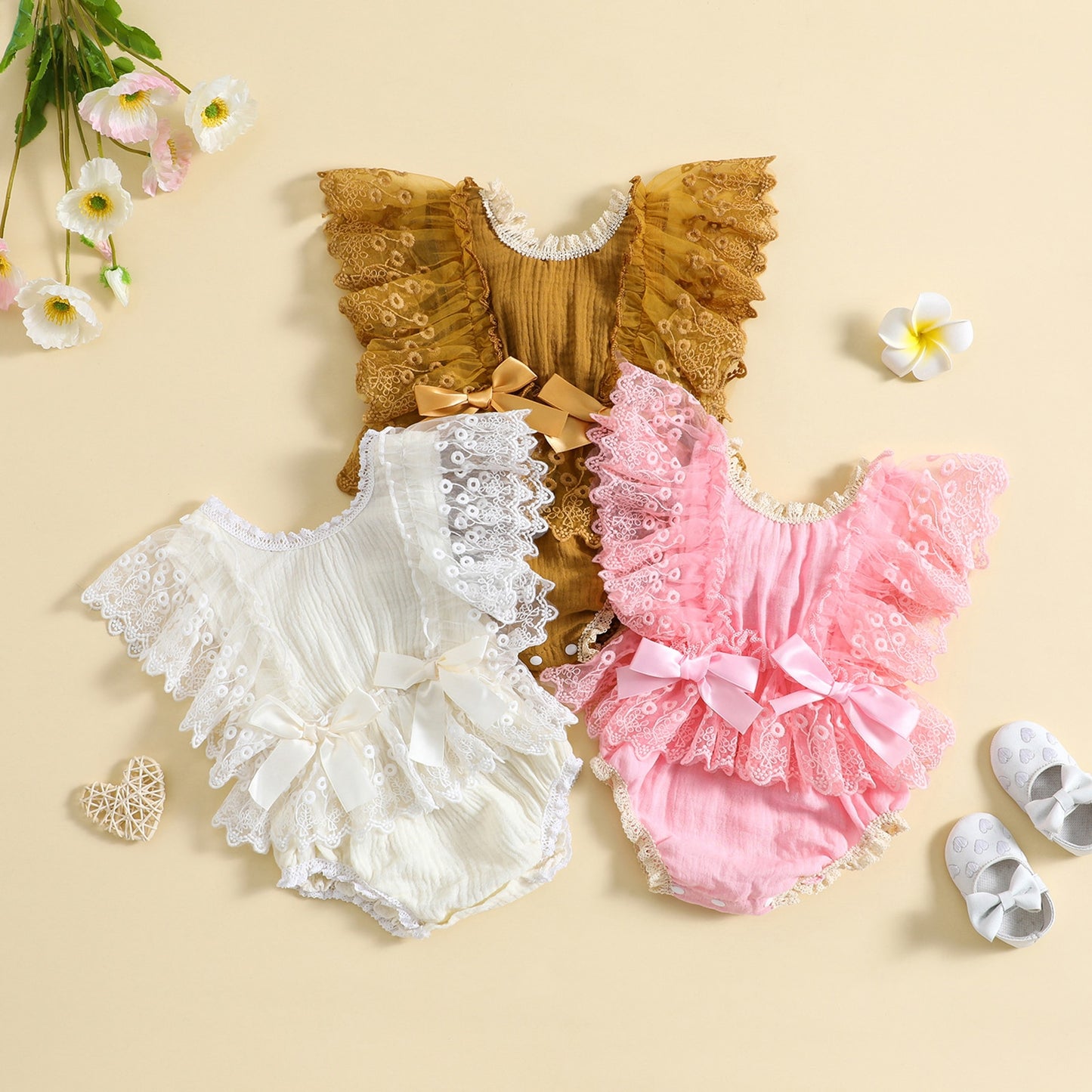 Body de encaje floral para bebé
