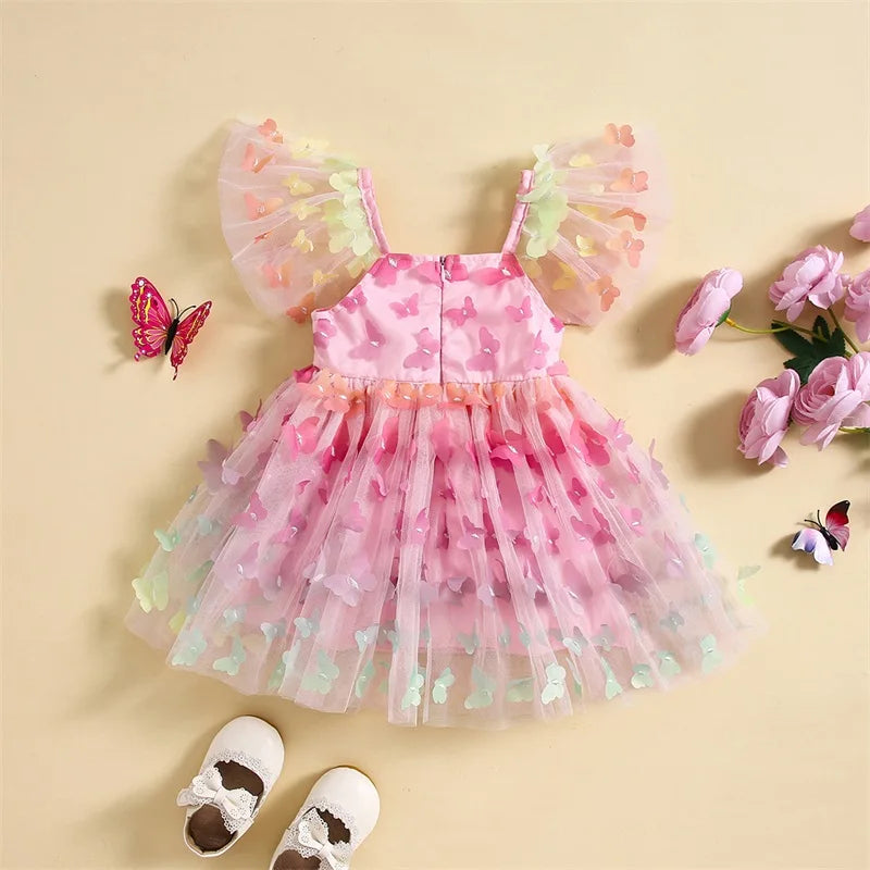 Vestido Infantil Mangas Mariposas Pequeñas