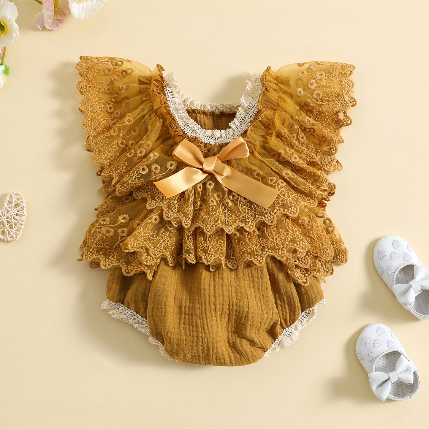 Body de encaje floral para bebé