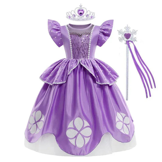 Vestido de princesa morado para niñas
