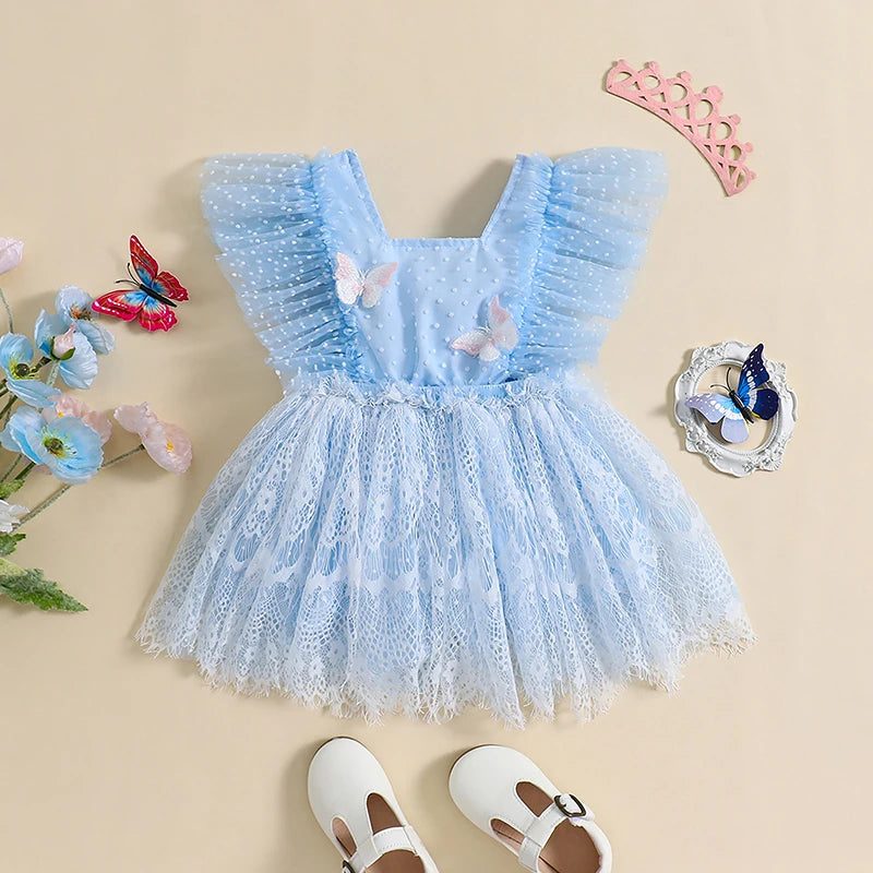 Vestido Infantil Mariposas y Tul