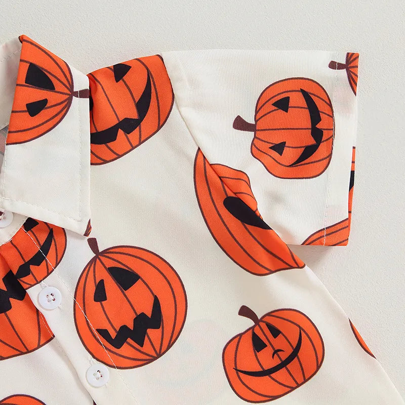 Conjunto de 2 piezas de ropa de Halloween con estampado de calabaza de verano