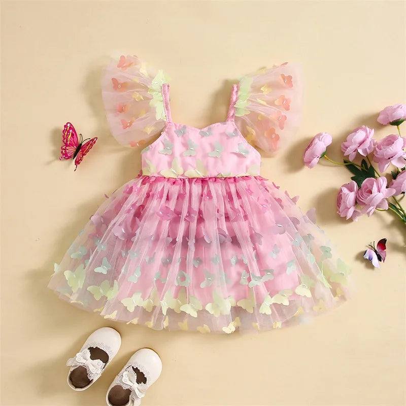 Vestido Infantil Mangas Mariposas Pequeñas
