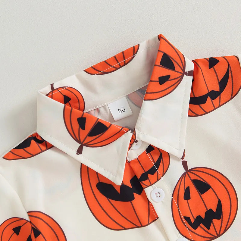 Conjunto de 2 piezas de ropa de Halloween con estampado de calabaza de verano