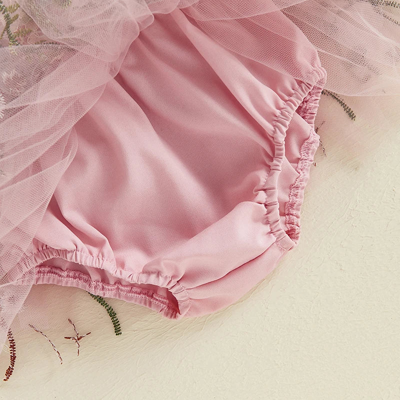 Vestido infantil con bordado floral para niñas