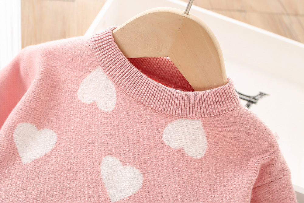 Conjunto infantil corazones Falda + blusa fría