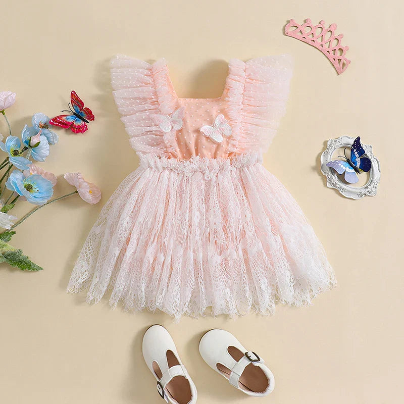 Vestido Infantil Mariposas y Tul
