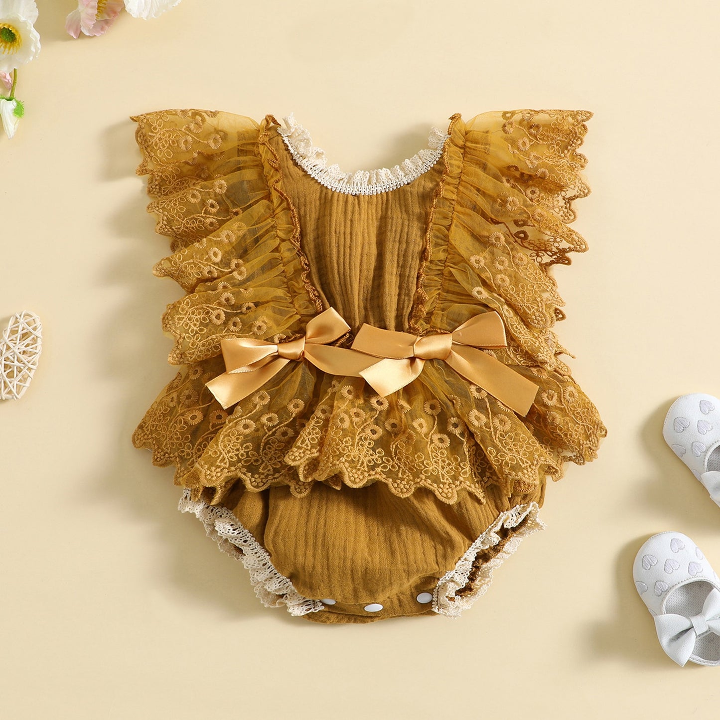 Body de encaje floral para bebé