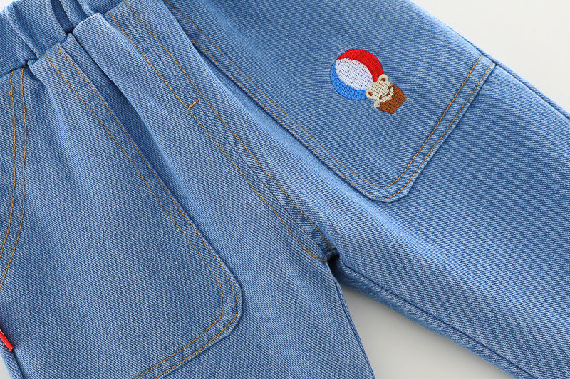 Conjunto infantil de 3 piezas oso con vaqueros