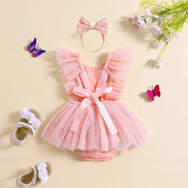 Body de niña bebé de tul con mariposas y lazo