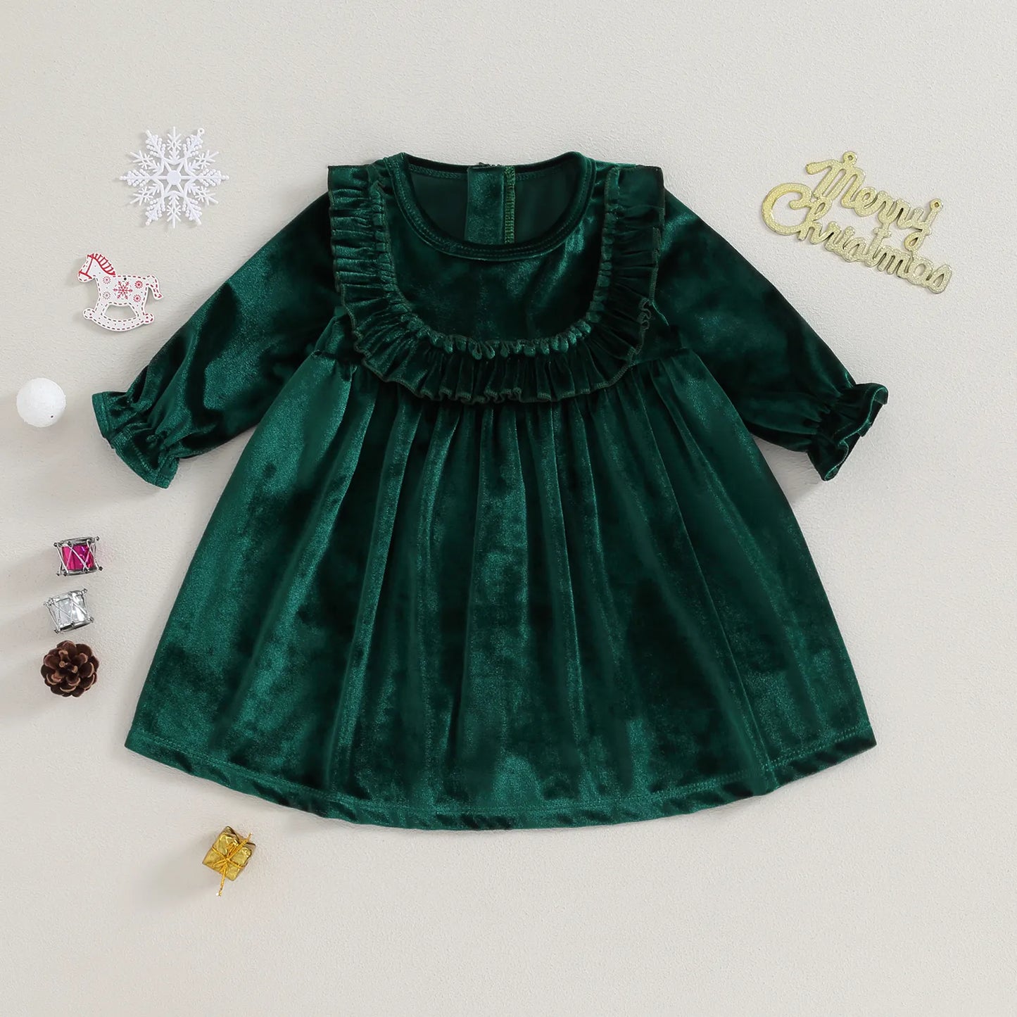 Vestido infantil de terciopelo con volantes