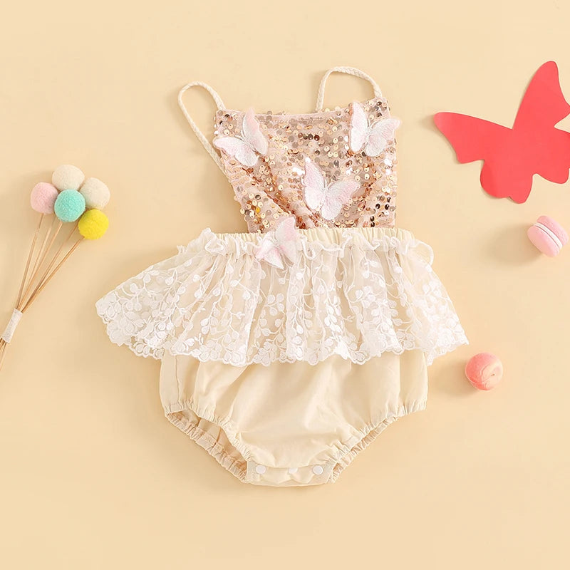 Body de bebé femenino brillante con mariposas