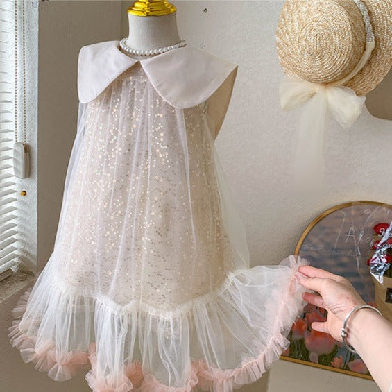 Vestido Infantil con Cuello y Brillo
