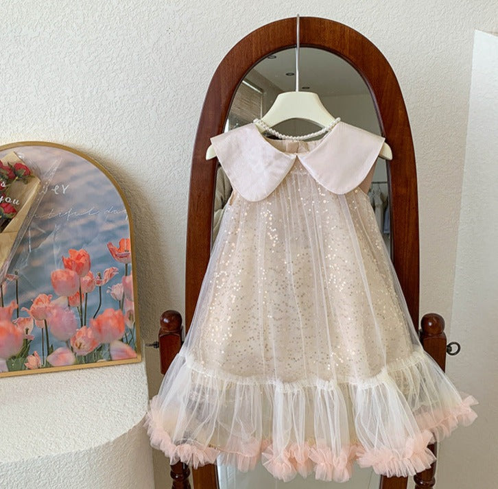 Vestido Infantil con Cuello y Brillo
