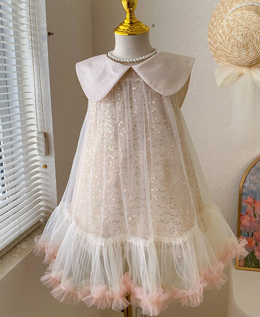Vestido Infantil con Cuello y Brillo