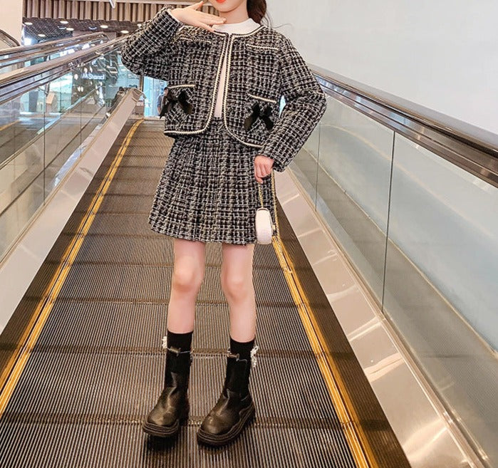 Conjunto infantil de tweed para mujer