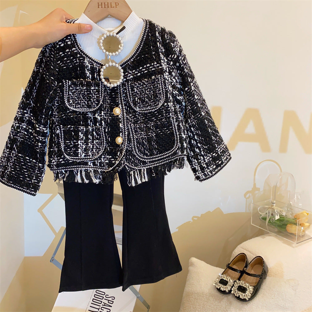 Conjunto infantil de tweed con botones pequeños