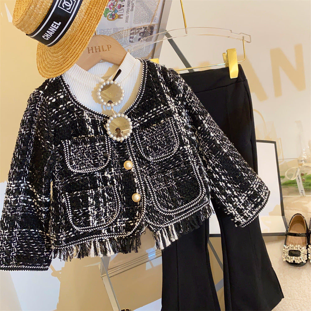 Conjunto infantil de tweed con botones pequeños