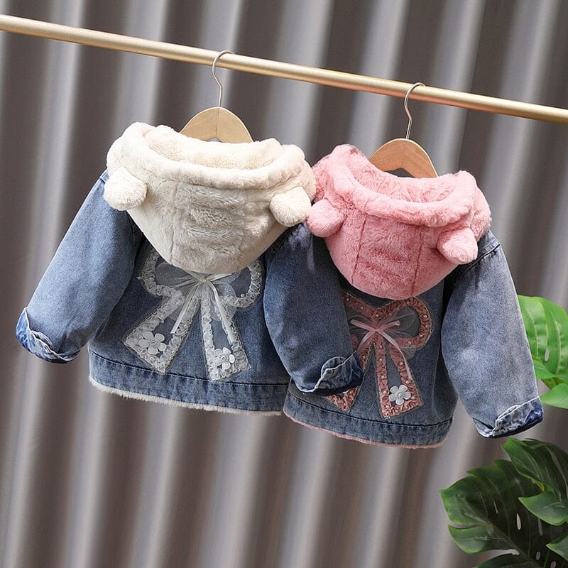 Chaqueta con capucha y orejas peludas para mujer y niño
