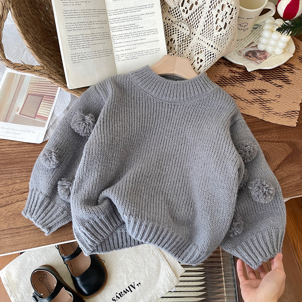 Blusa infantil con pompones de invierno para mujer