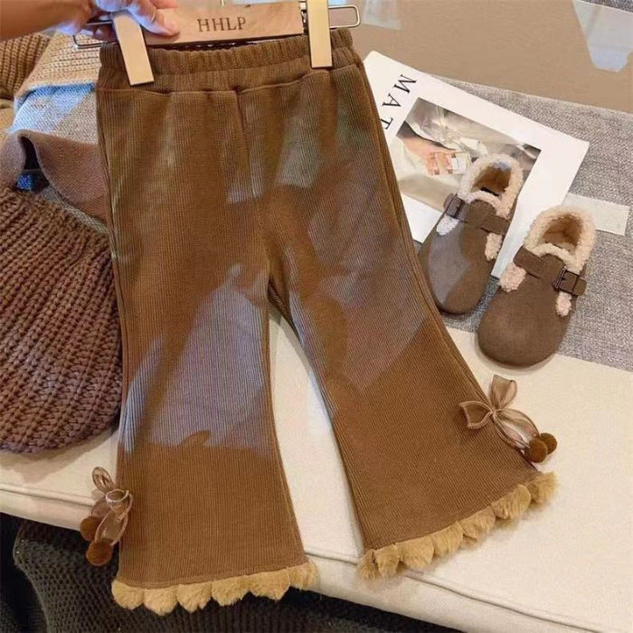 Pantalones de mujer para niños con encaje y pompón