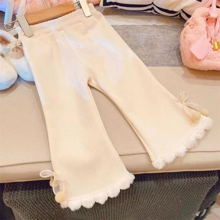 Pantalones de mujer para niños con encaje y pompón