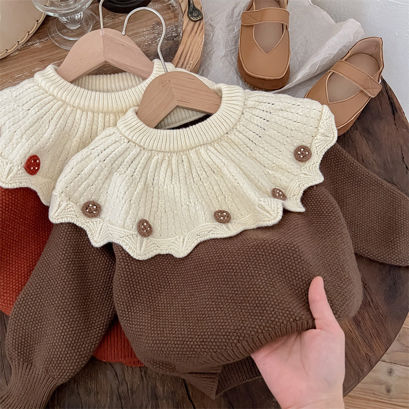 Girls' Knitted Collar Blouse