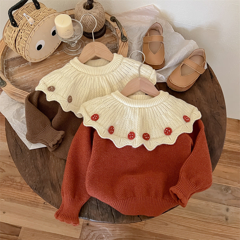 Girls' Knitted Collar Blouse