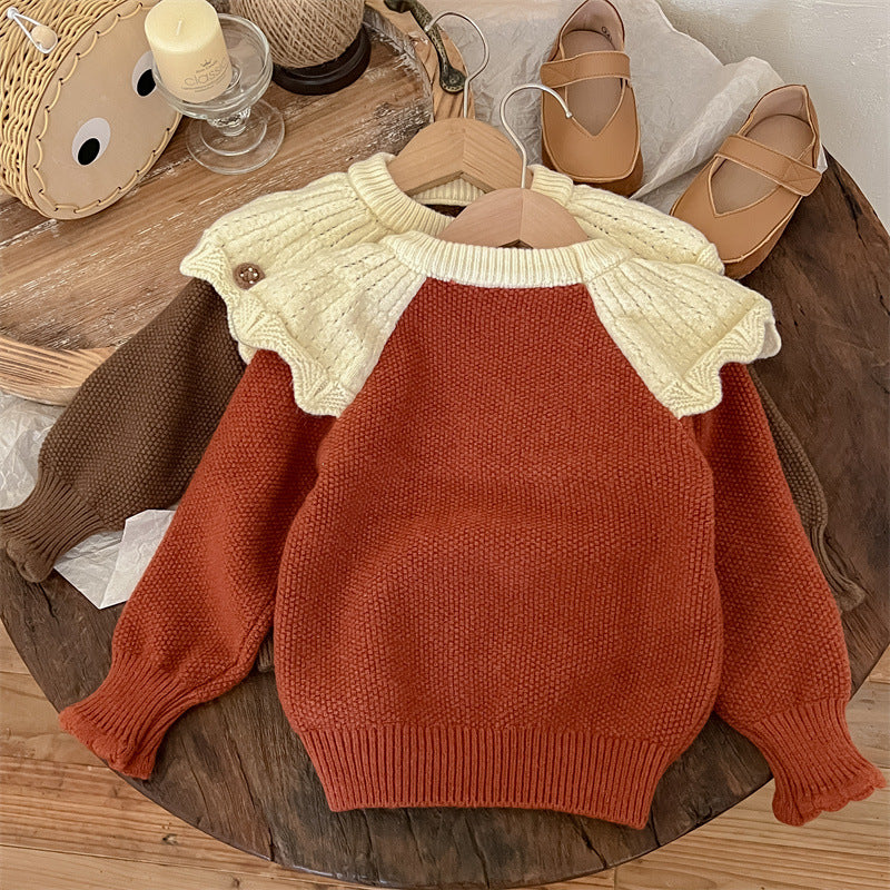 Girls' Knitted Collar Blouse