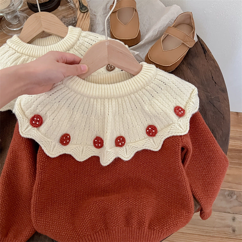 Girls' Knitted Collar Blouse