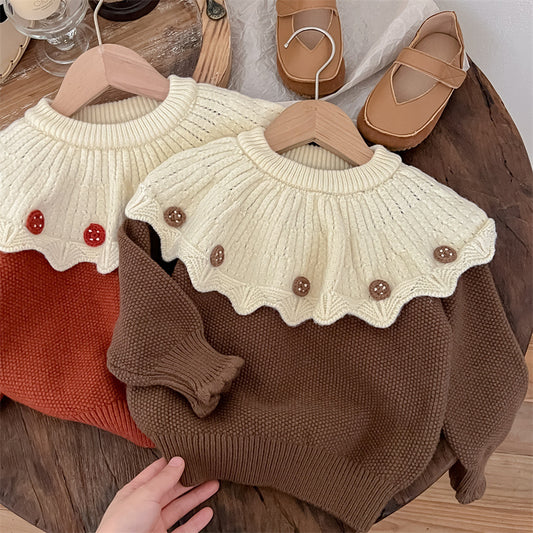 Girls' Knitted Collar Blouse