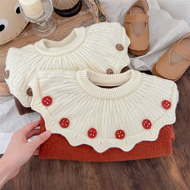 Girls' Knitted Collar Blouse