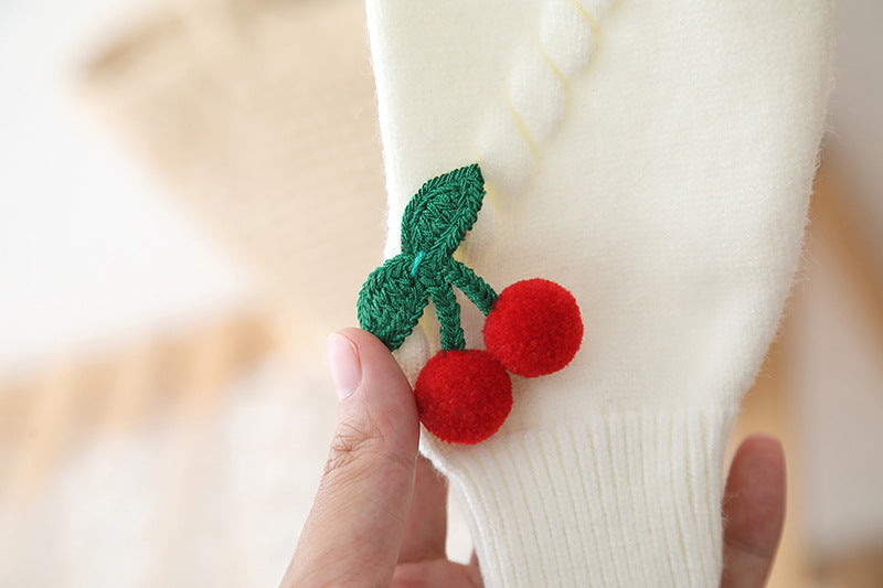 Girls' Cherry Button Cardigan