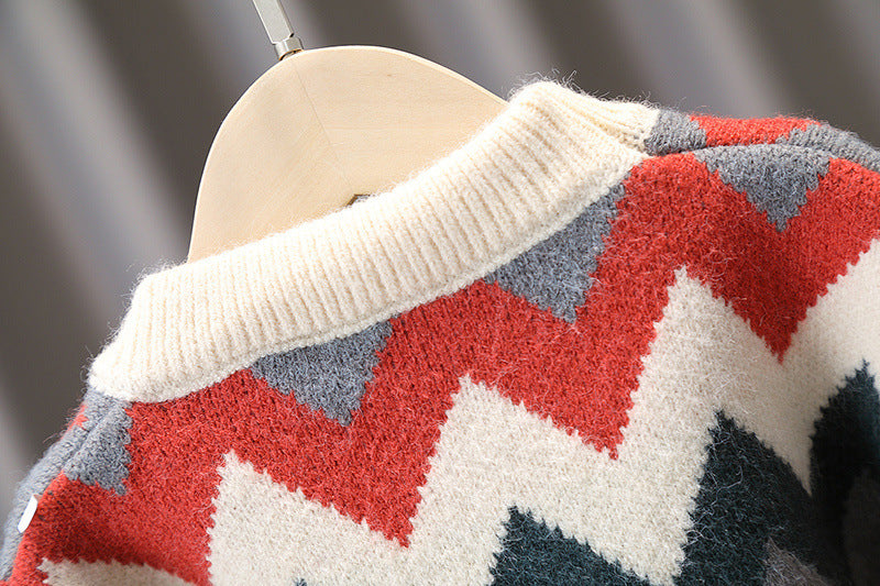 Blusa infantil geométrica de invierno