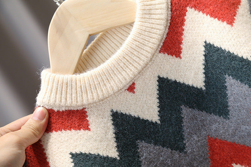 Blusa infantil geométrica de invierno
