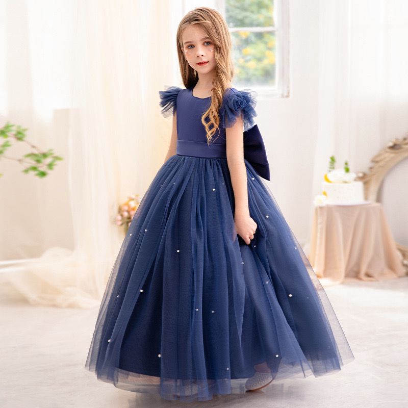 Pearl Tulle with Bow Children's Party Dress