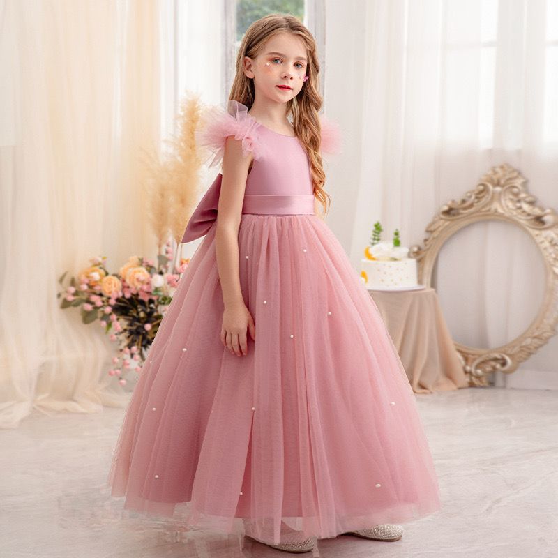 Pearl Tulle with Bow Children's Party Dress