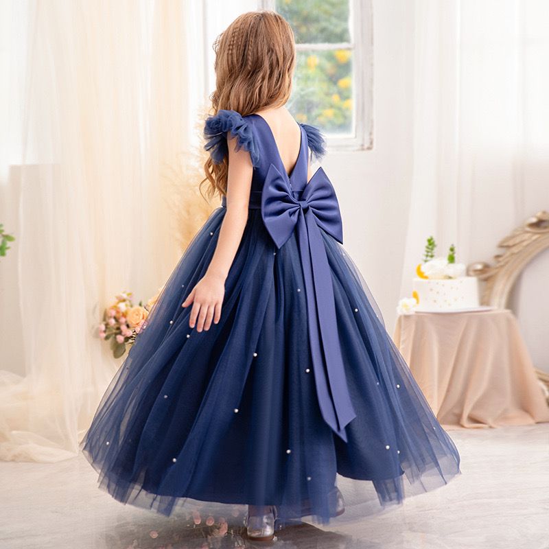 Pearl Tulle with Bow Children's Party Dress